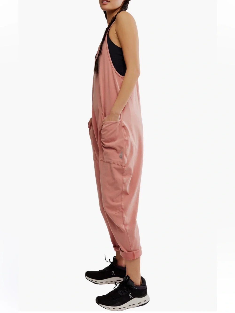 Free People Women’s Hot Shot Dusty Rose/Petal  Relaxed Cotton Jumpsuit Sz XS NWT